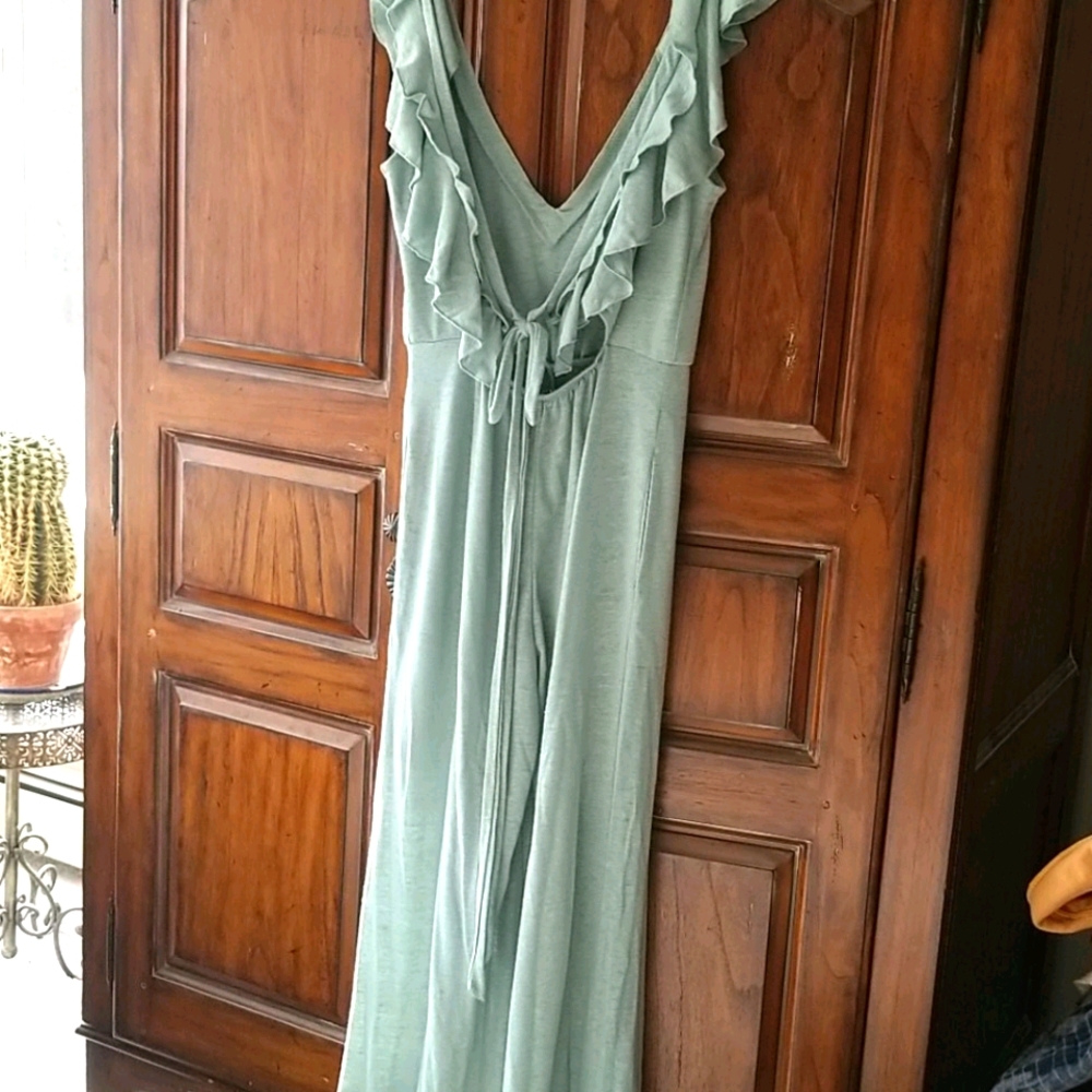 Free People Ruffled Gray Jumpsuit - Picture 2 of 8